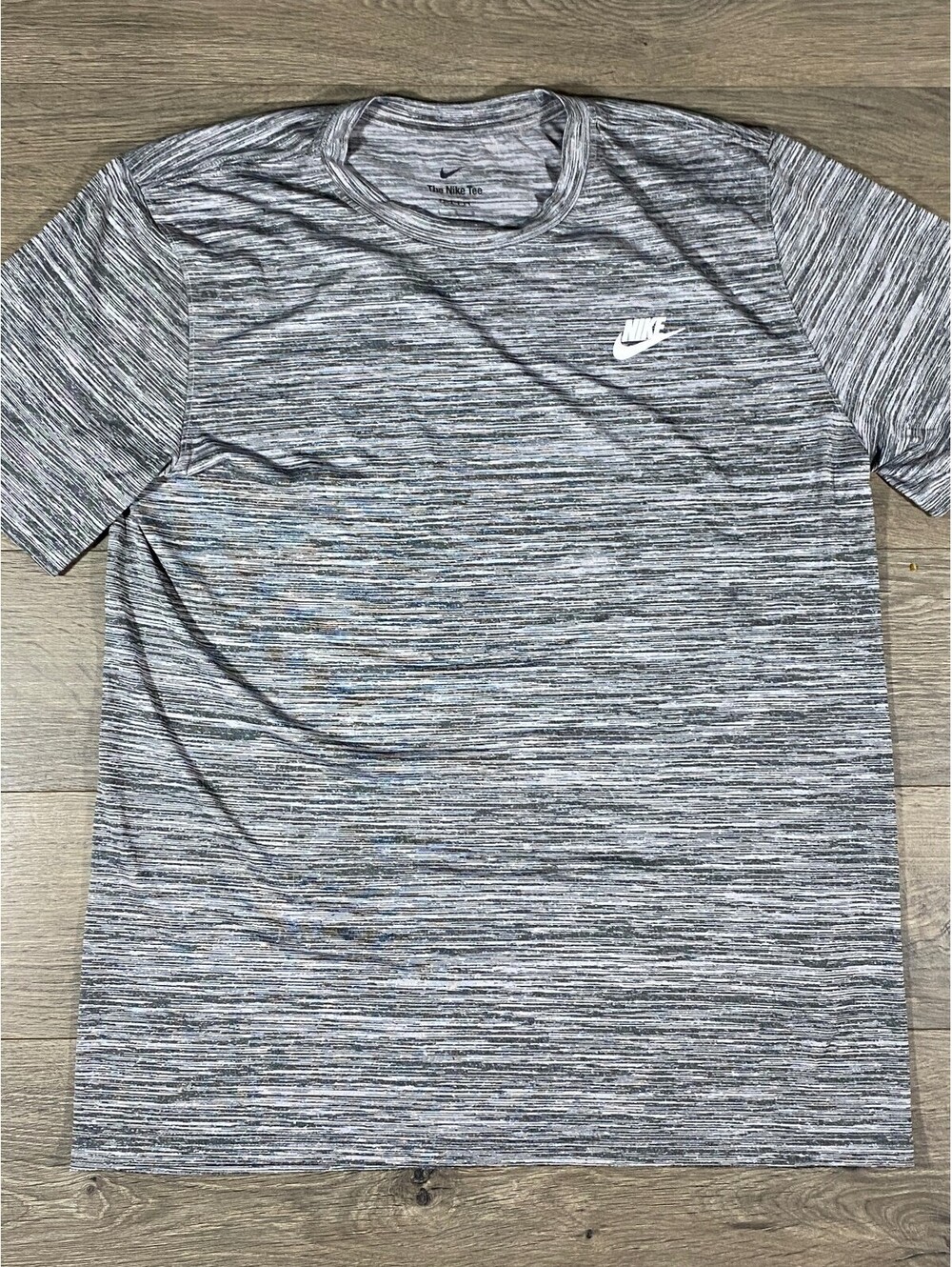 Nike Dri-FIT Shirt Mens L Gray Black Space Dye Short Sleeve Athletic Tee